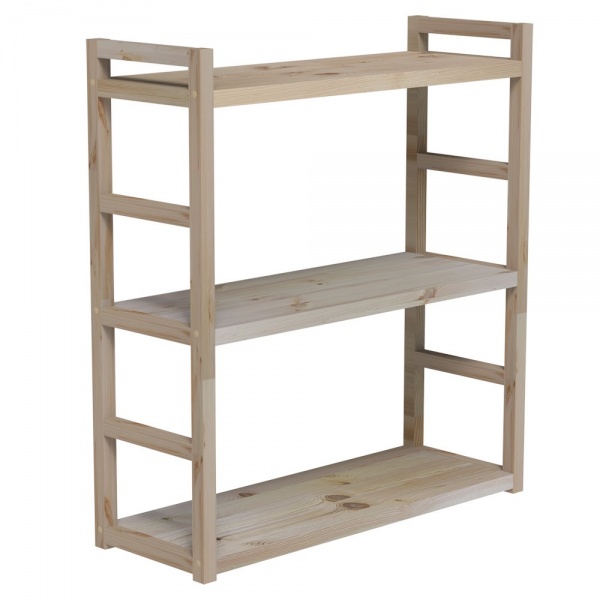 Стеллаж деревянный PROзапас натуральный 872x796x284 мм полка 3 шт. дерево 28 мм без покрытия 