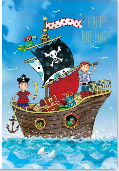 Открытка поздравительная POP-UP с 3D-рисунком всредине и конвертом Пираты