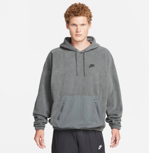 Джемпер Nike M NK CLUB+ POLAR FLC PO HOODIE FB8388-068 р.M сірий