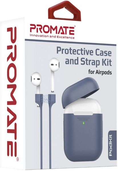 Чехол для наушников Promate PodKit для Apple AirPods dark blue (podkit.navy) 