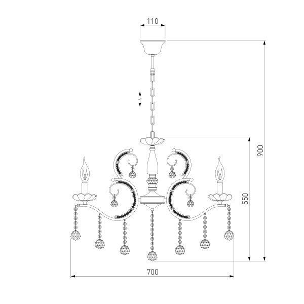 Люстра подвесная Strotskis Brezza 8x60 Вт E14 хром 10107/8 
