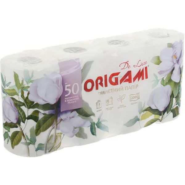 Туалетний папір Ultra White Origami De Luxe тришаровий 8 шт.