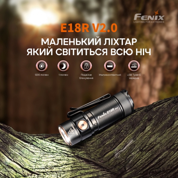 Фонарик Fenix ручиой E18R V2.0, 1200лм