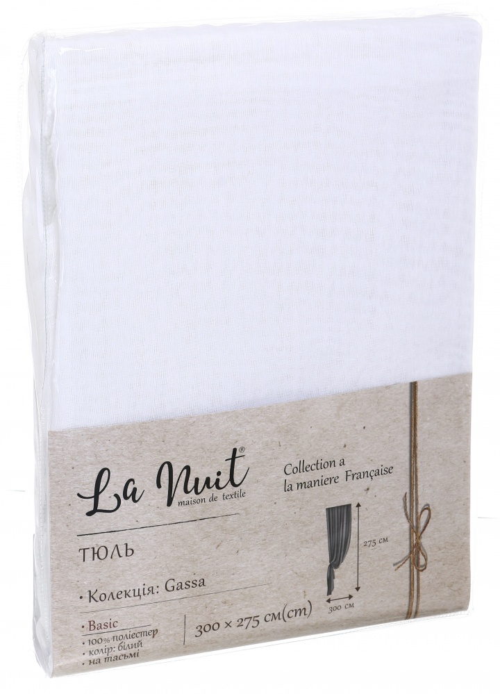 Тюль Gassa 300х275 см біла La Nuit