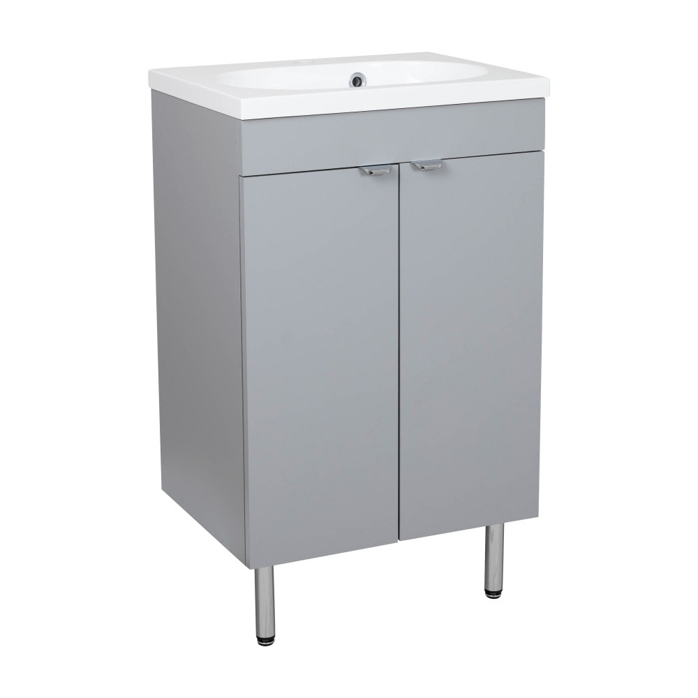 Тумба RIO (сіра) з умивальником Status 50 см