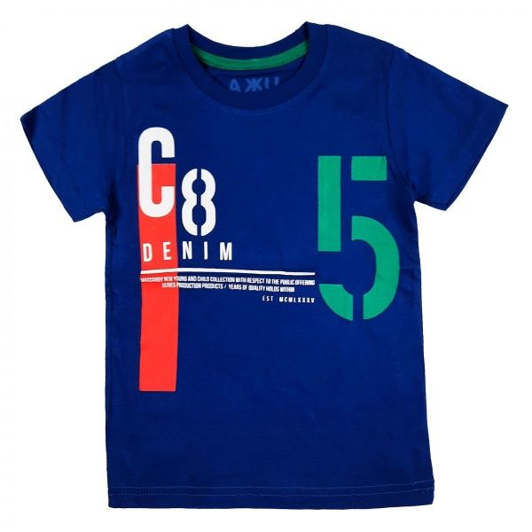 Футболка для мальчика AKKU С8 р.128 синий 9102 