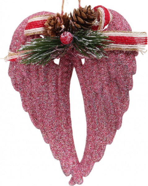 Декоративна підвіска Крила з декором 15 см HFF233P рожевий