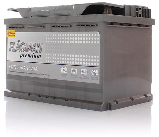 Аккумулятор автомобильный Flagman 6СТ-74 АзЕ Premium 74Ah 720A 12V «+» справа