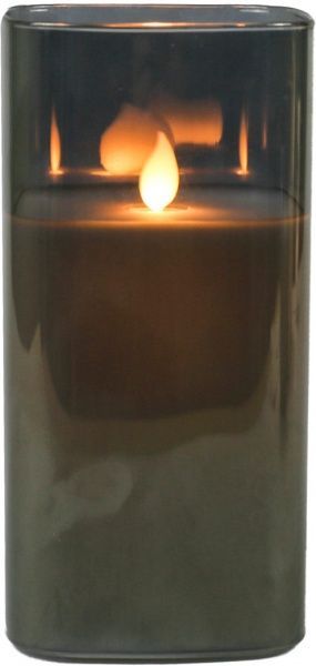 Декорация новогодняя Подсвечник со свечой что полыхает 9х12,5 см серый D2741 