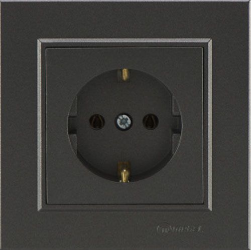 Розетка із заземленням Makel Karea без шторок без кришки димчастий