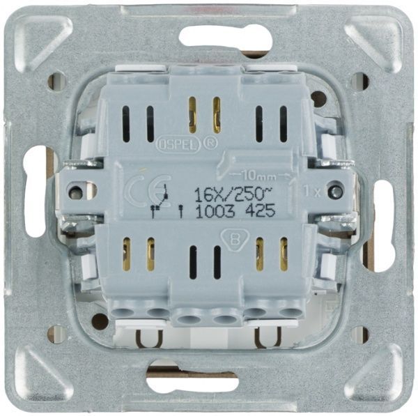 Выключатель проходной одноклавишный Ospel Impresja без подсветки 16 А 250В IP20 золотой