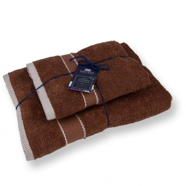Набір рушників бордюр 50х85/70х130 см коричневий Saffran 