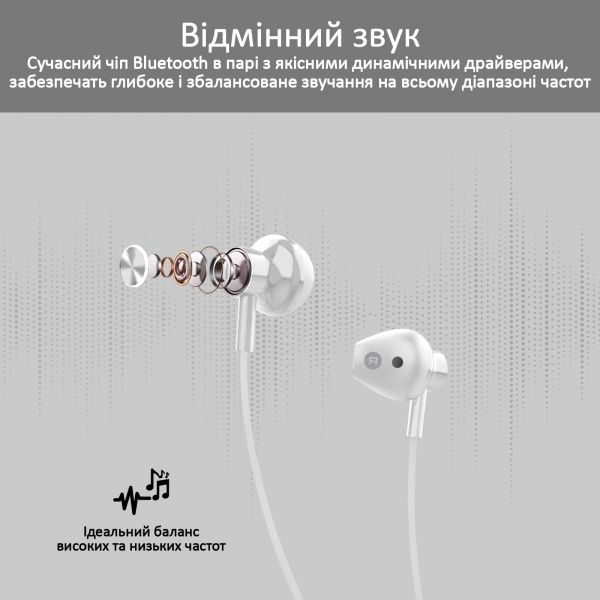 Навушники Promate Bluetooth 5 IPX5 silver (dynamic-x5.silver) 