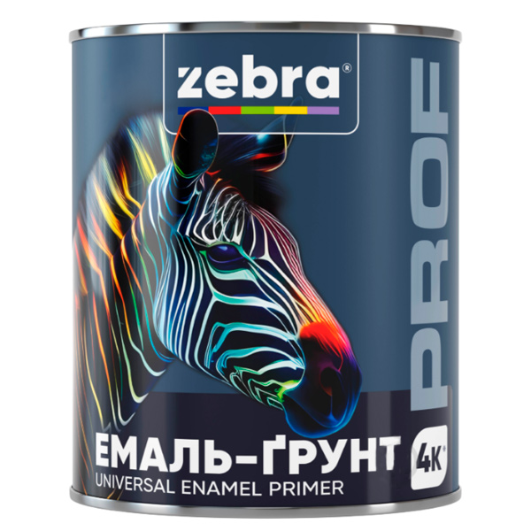 Емаль-грунт ZEBRA PROF 091P чорний мат 0,8 кг