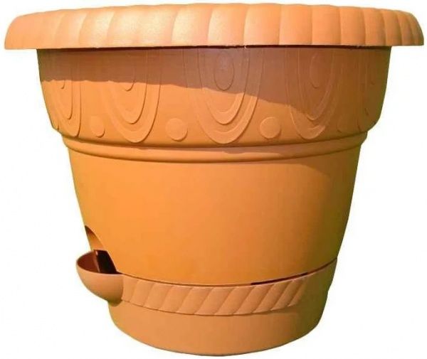 Горщик пластиковий Венецiя 120 мм круглий коричневий (0159) 