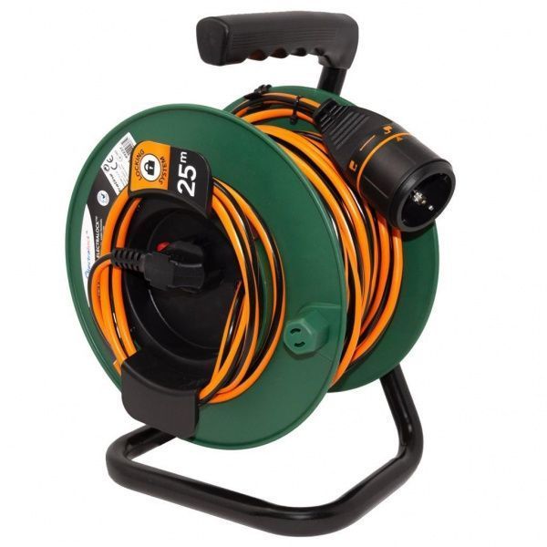 Подовжувач на котушці Electraline Electralock 3x1 мм із заземленням 1 гн. чорний із помаранчевим 25 м 49237 