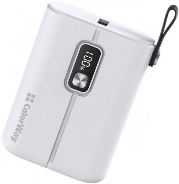 Внешний аккумулятор (Powerbank) ColorWay Full power Ligthning + USB QC3.0 + USB-C PD 22.5W 10000 mAh white (CW-PB100LPK2WT-PDD) 