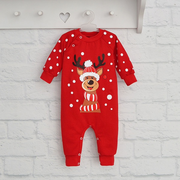 Ромпер-реглан унисекс Blanka Олени р.80 красный 110050 