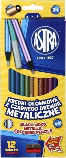 Олівці кольорові 12 шт. із чинкою Astra
