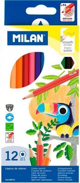 Набір олівців кольорові 12 шт. шестигранні Milan