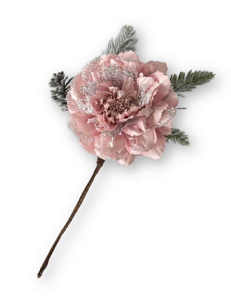 Квітка декоративна Піон з хвоєю і шишкою 4 асортименти d13 см