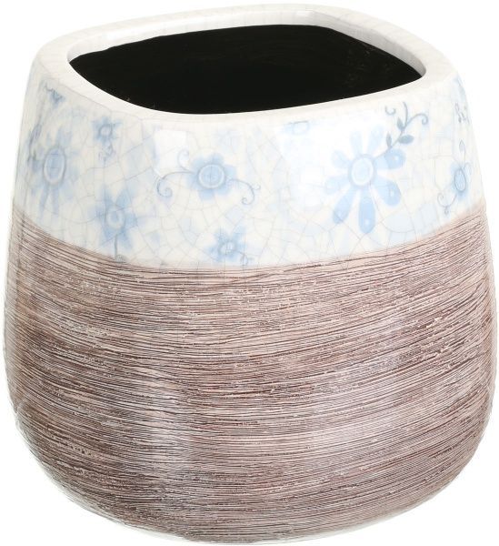 Кашпо керамічне Квітка квадратний (LJ14A5269FC) сіро-блакитний 