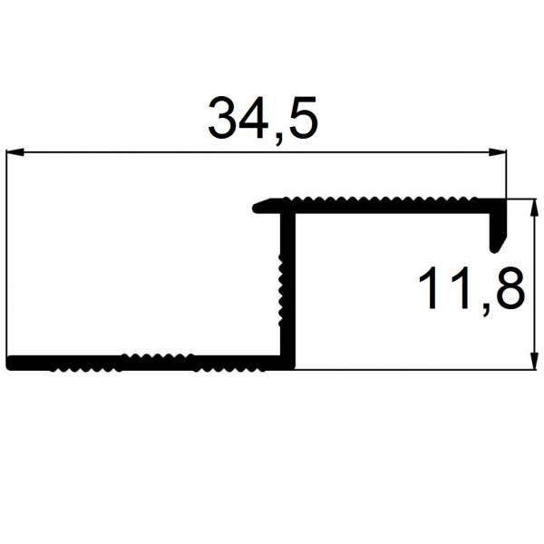 Уголок для плитки АЛЮПРО Z-образный алюминий ПАС-2378 ПЛ210 AS 2,71 34,5 мм 2,71 м серебро 