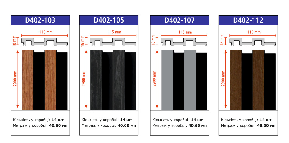 Реечная панель Walldeco полимерная 115x12x2900 мм светло-серый (D404-302 )