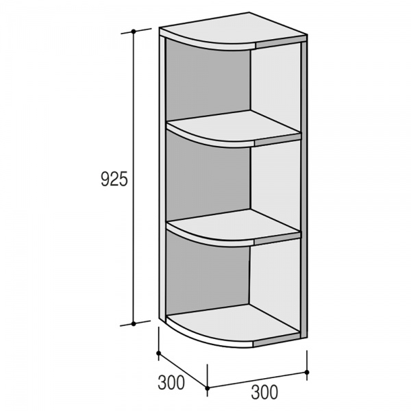 Шафа верхня Руна МВР 300х925х300 мм білий/білий ROKO