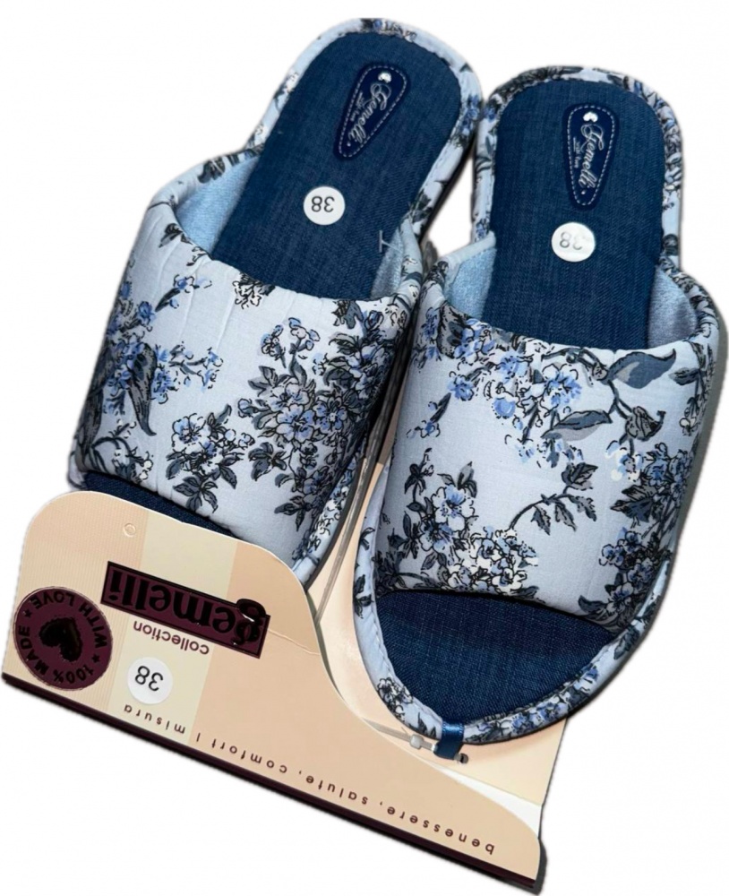 Тапки домашние Gemelli Цветы р.41 голубой