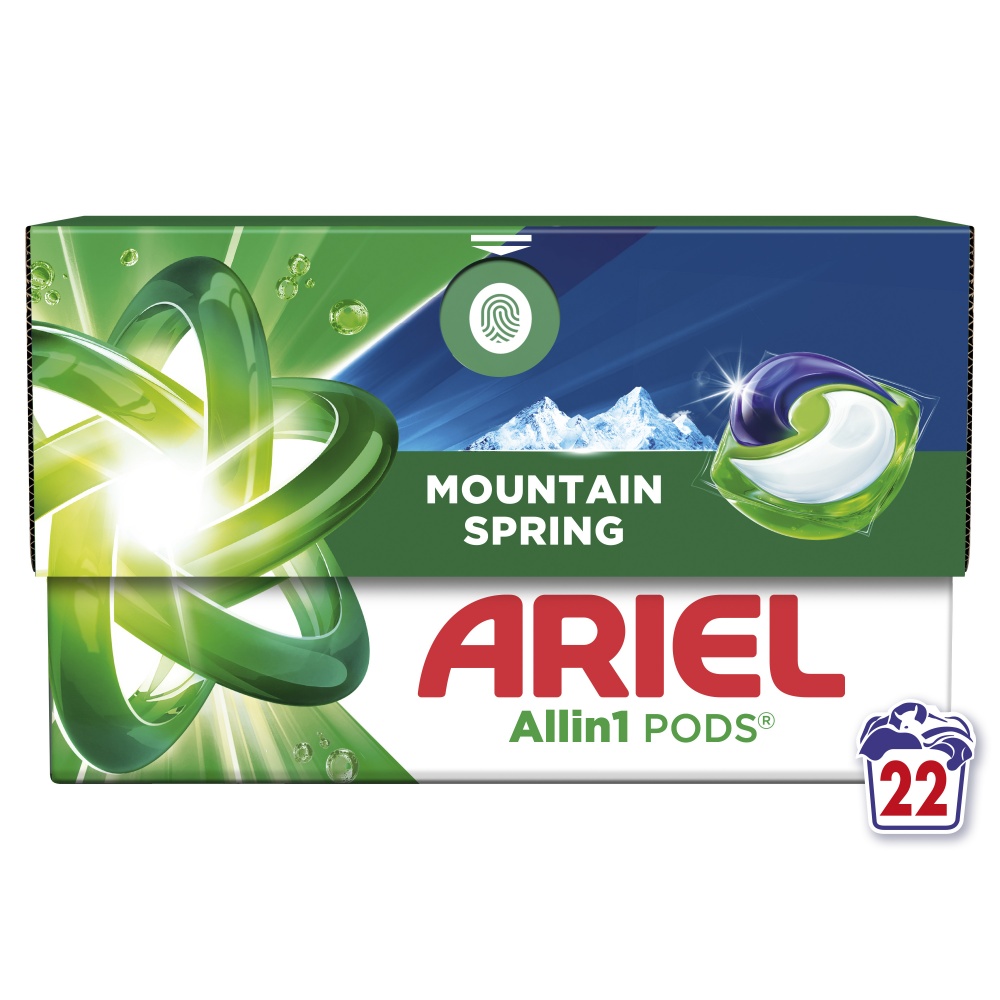 Капсулы для машинной стирки Ariel Все-в-1 Горный источник 22 шт.