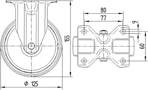 Колесо неповоротное 3478 DVR 125 P62 TENTE 
