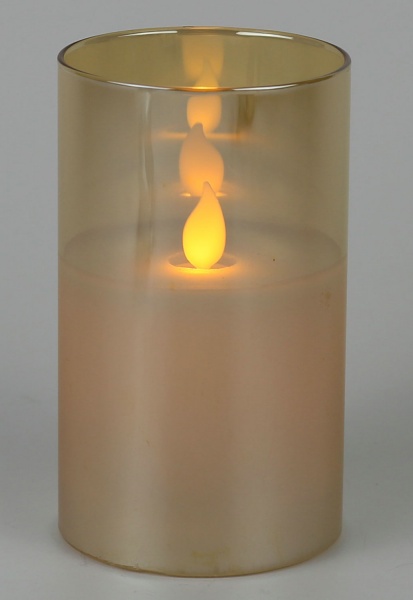 Подсвечник с LED свечой 7,5х12,5 см золотой D1762 