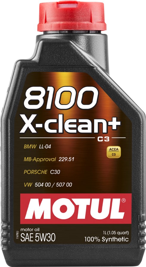 Моторное масло синтетическое Motul 8100 X-Clean+ 5W-30 1 л (8100 X-CLEAN+ 5W30 1L)