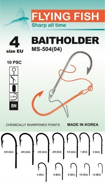 Крючок Flying Fish Baitholder №4 10 шт. MS-504(04)
