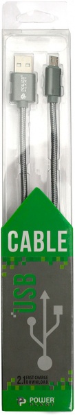 Кабель PowerPlant USB – microUSB 1 м сірий (KD00AS1287) 