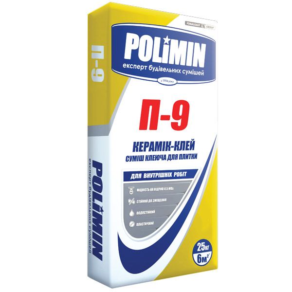 Клей для плитки Полімін П-9 економ 25 кг