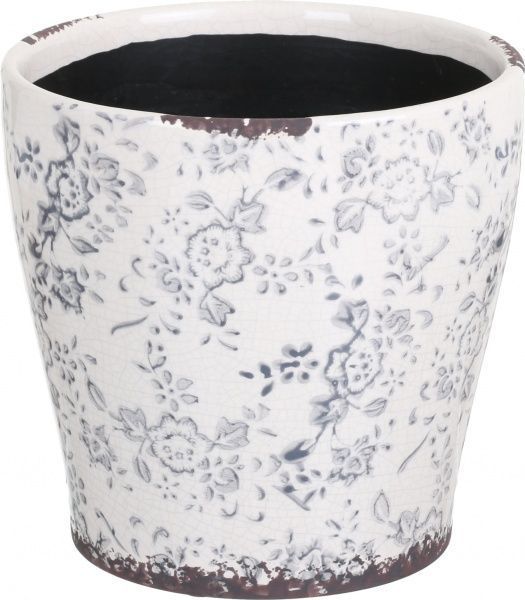 Кашпо керамическое Прованс круглый (Y473-183/3-2) серый 