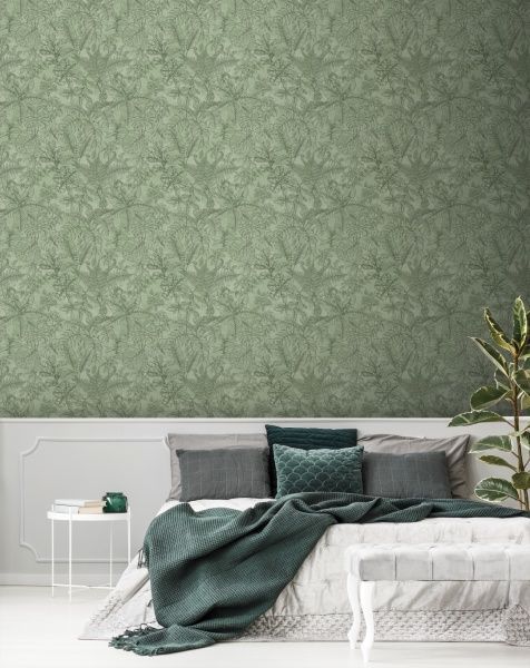 Шпалери вінілові гарячого тиснення Decoprint leaf green EP1033 0,53x10,05 м 