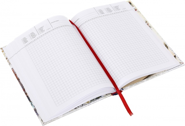 Дневник недатированный 7БЦ с поролоном 137х197 мм 320 листов клетка Рим Мандарин Компания A5