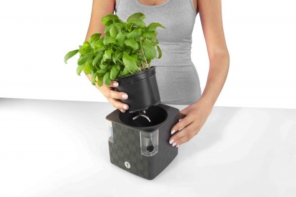 Вазон пластиковый Plastkon Cobble 14x14x14 см прямоугольный 3,2л антрацит 