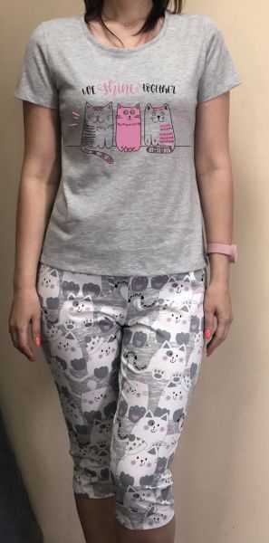 Піжама жіноча Roksana Cat 861/12223 р. XL сірий 