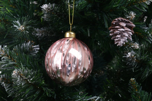 Елочная игрушка в форме капли стеклянная 8 см 8 мм розовый ABT620000