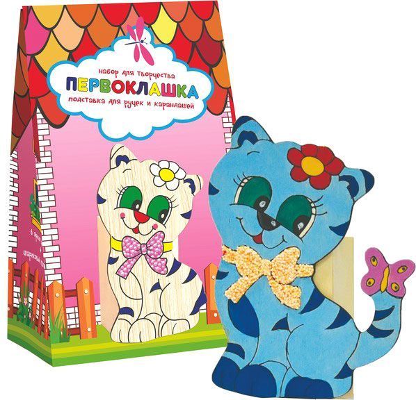 Набір для творчості Strateg Підставка для ручок і олівців Котик