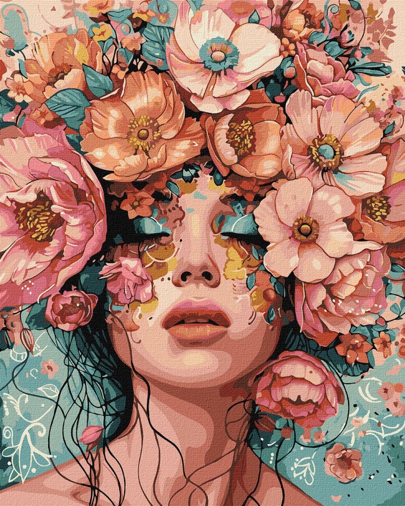 Картина за номерами Дівчина у квітах ©victoria_art___ Ideyka