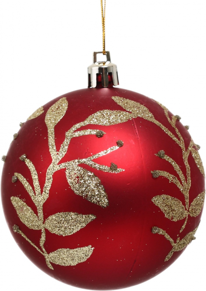 Набор елочных шаров Орнамент красный матовый d 80 мм 6 шт./уп.