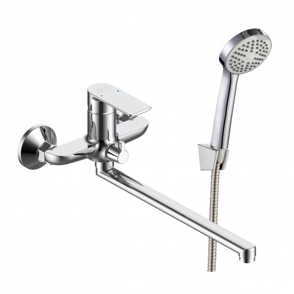 Змішувач для ванни RJ ARA L-вилив, з душовим гарнітуром, хром