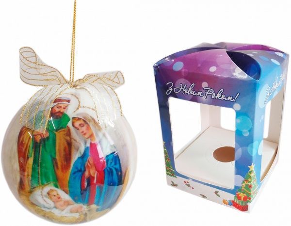 Шар пластиковый Рождество d100 198-1000458 белый с рисунком