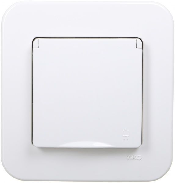 Розетка із заземленням Viko Rollina зі шторками з кришкою білий 90420012