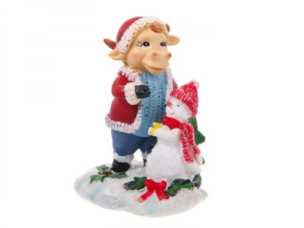 Фигурка декоративная Бычок с снеговиком 919-353 Lefard